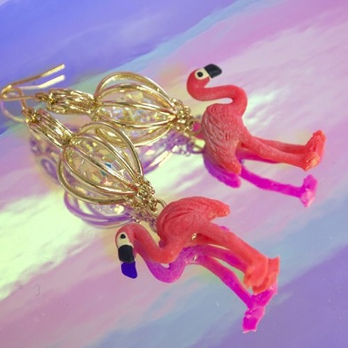 ◇flamingo◇ スワロフスキー ＆ フラミンゴ ピアス ピアス（フック