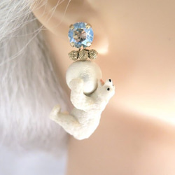 ◇polar bear◇ コットンパール シロクマ ピアス 1枚目の画像