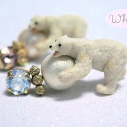 ◇polar bear◇ コットンパール シロクマ ピアス 2枚目の画像