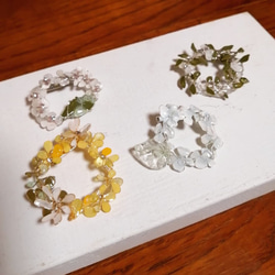 ［新作]Flower brooch(フラワーブローチ-mini-)④green 2枚目の画像