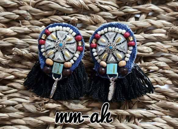 再販♥2 native american ＊コンチョ風ピアス 1枚目の画像