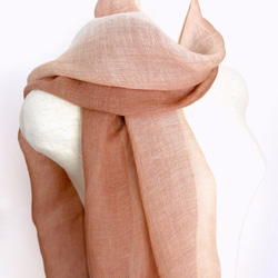 草木染やわらかリネンストール（白〜桜色〜茜色) ストール Atelier