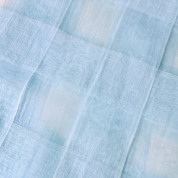 藍染シルク/コットン5cm格子ストール（浅葱色） 5枚目の画像