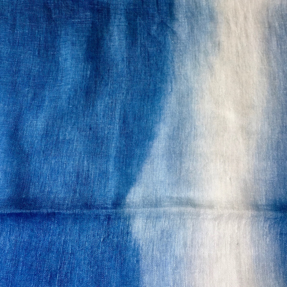藍染やわらかリネンストール（板締め絞り) 5枚目の画像