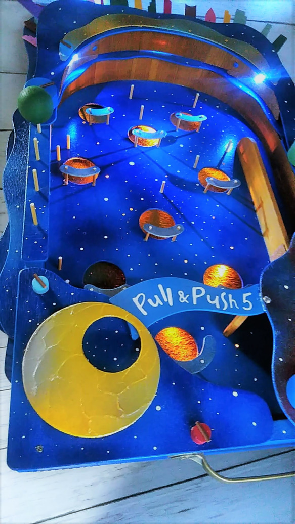 木製のピンボール(星空LED仕様)~PULL & PUSH 5 8枚目の画像