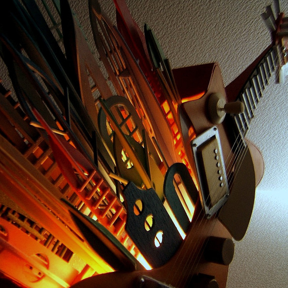 ☆再制作できます☆明りの灯るギターのオブジェ～TGⅡ 立体
