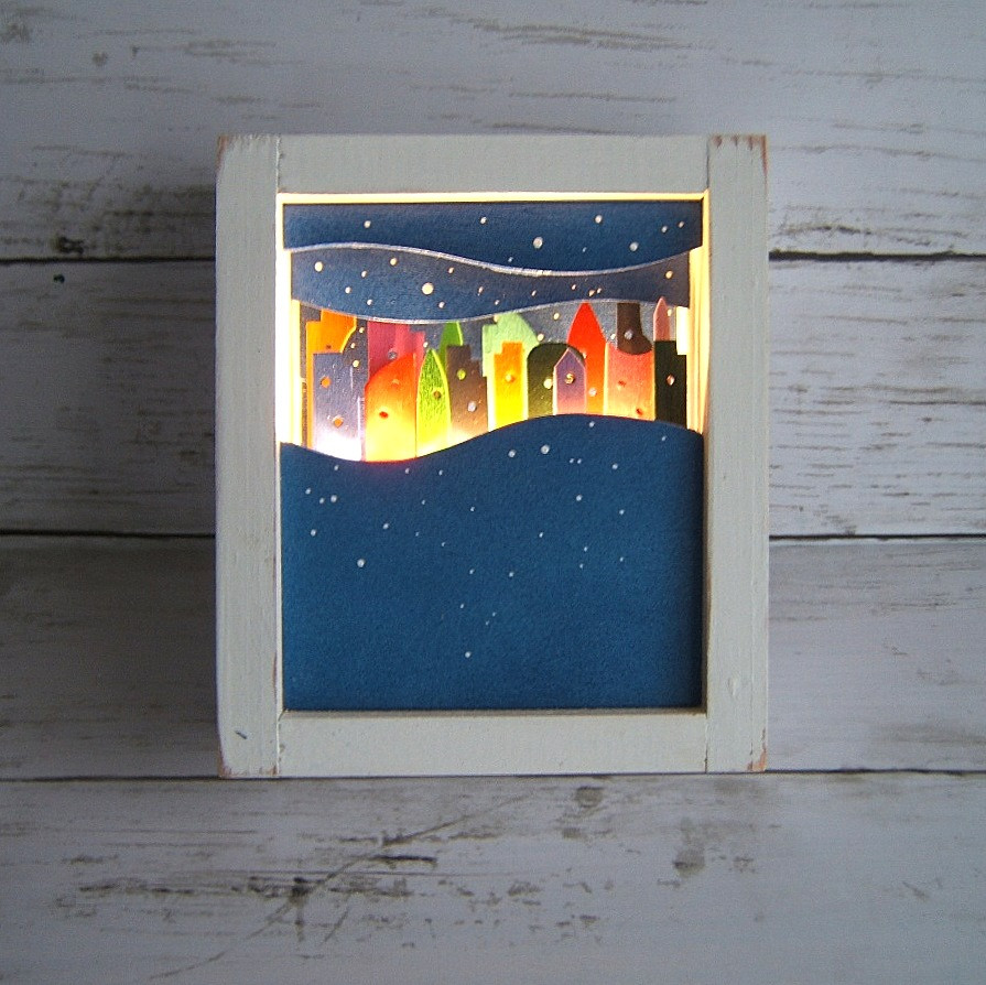 ★アート★ポケットサイズの安息街・・・街の灯音～gold color type