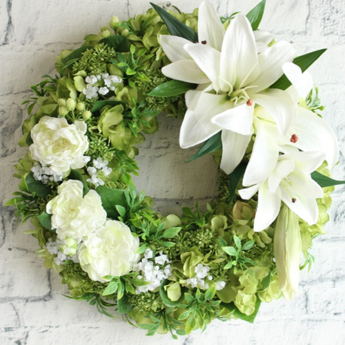 布花作品♡カラーカサブランカリース 布花作品♡カラーカサブランカリース