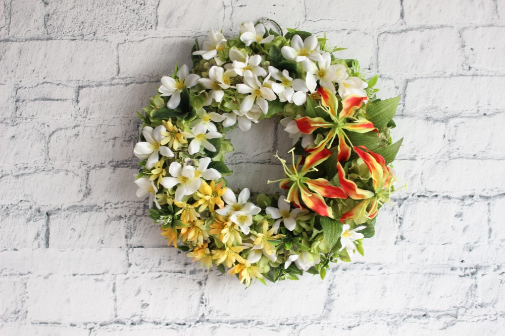 ＊Mym　フラワーリース＊　大きめ　ドロセナとグロリオサのナチュラルリース Mym フラワーリース＊ 大きめ ドロセナとグロリオサのナチュラル