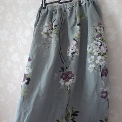 フランスリネンのフレアースカート 1枚目の画像