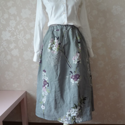 フランスリネンのフレアースカート 3枚目の画像