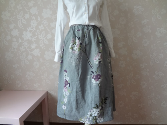 フランスリネンのフレアースカート 3枚目の画像