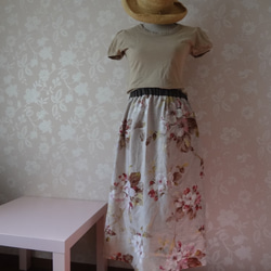 ヨーロッパリネンのフレアースカート☆English flower 2枚目の画像