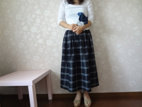 ダブルガーゼのフレアースカート☆チェック 4枚目の画像