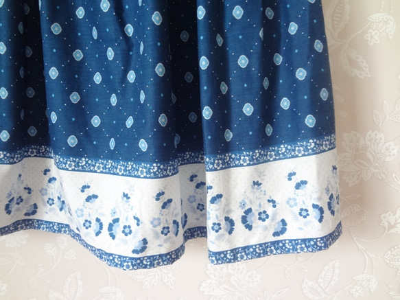 日本製プロヴァンス生地ギャザースカート☆ミモレ丈 4枚目の画像
