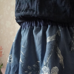 リネンのフレアースカート☆藍色 4枚目の画像