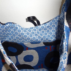 ゴブラン織り北欧風ショルダーバッグ青 3枚目の画像