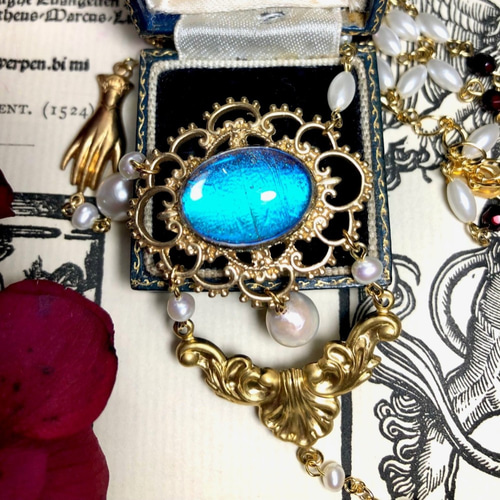 希少】アンティーク大粒サフィレットペンダントトップネックレスリメイク