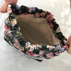 バネポーチと小物入れのセット　花柄　ブラック 3枚目の画像