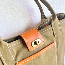 《帆布×レザー》輪っかポケットのトートバッグと本革ミニショルダーバッグ　２個持ち福袋 3枚目の画像