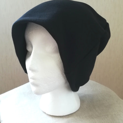 《受注製作》ブラック色♪スウェットニット帽　男女兼用大きめ 2枚目の画像
