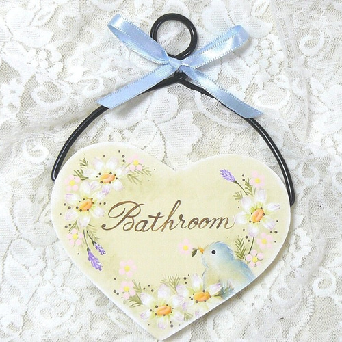 トールペイント❤小鳥とマーガレットのミニプレート（受注製作） 表札