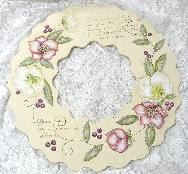 ハンドメイド】リースバラ両面トールペイント