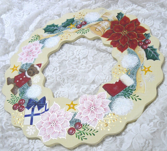 トールペイント　クリスマスリース　くま ベアがかわいいクリスマスリース❤トールペイント リース andante 通販