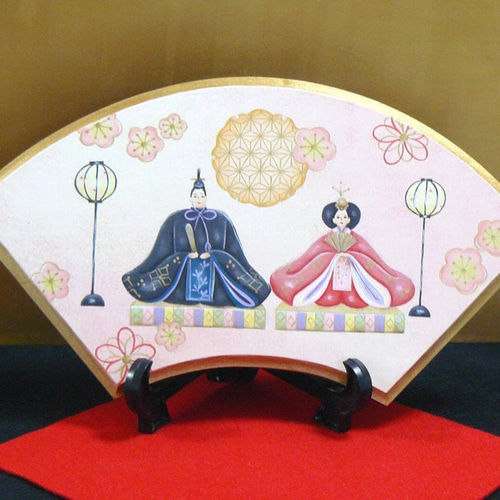桃の節句の扇プレート❤トールペイント（受注製作） イラスト andante