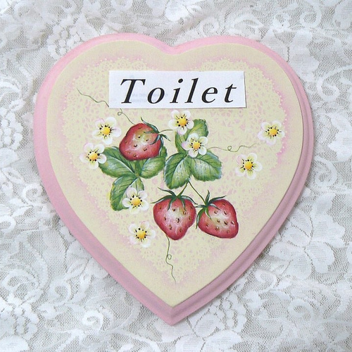 トールペイント 苺とお花のウェルカムボード