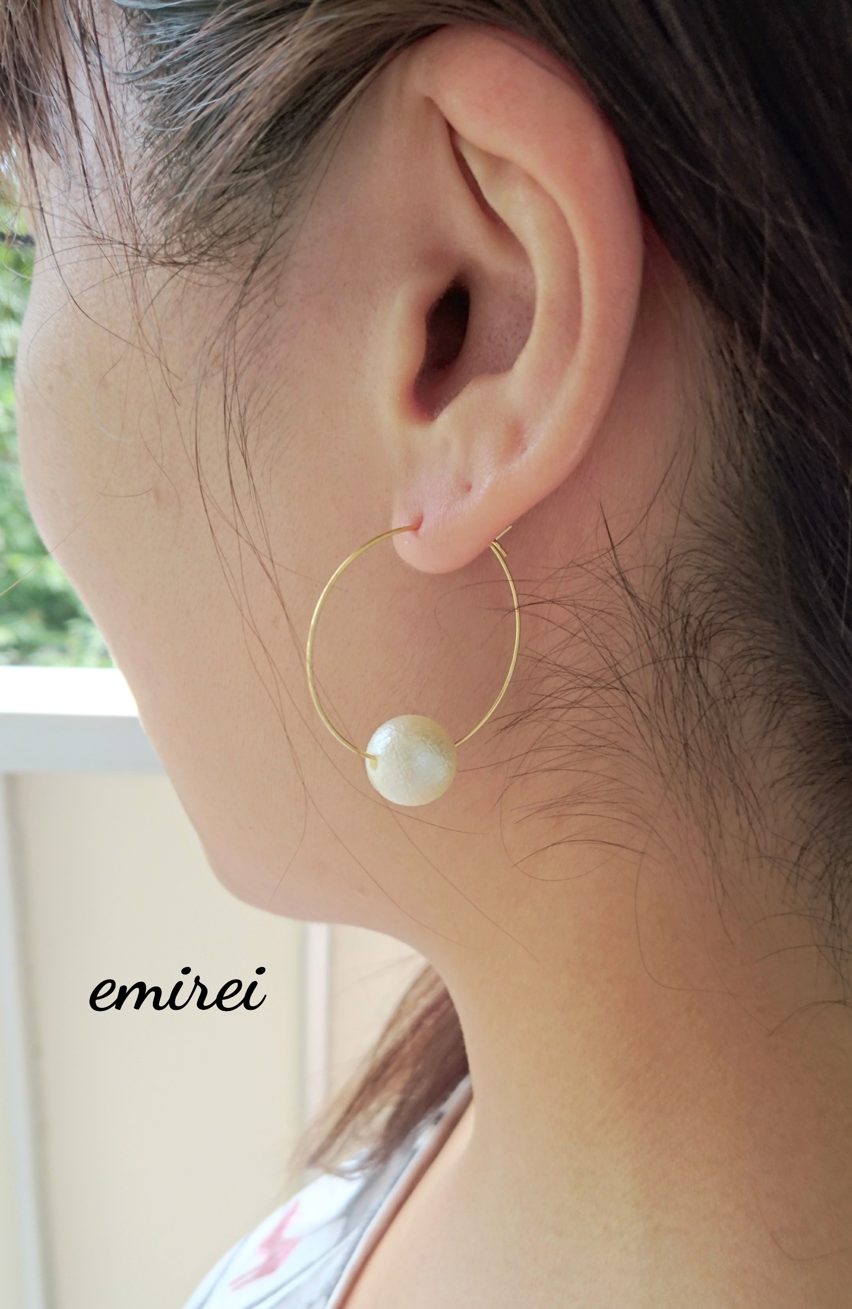 フープ 18Kパール 【週末お値下げ】MEJURI トリオ ピアス