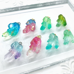 プチ水晶クラスターのネックレス（青空と桜） 4枚目の画像