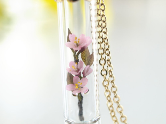 [玻璃管櫻桃吊墜1季微型花卉春天] 第2張的照片