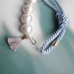 Bracelet with pearl and rope（Skyblue） 第3張的照片