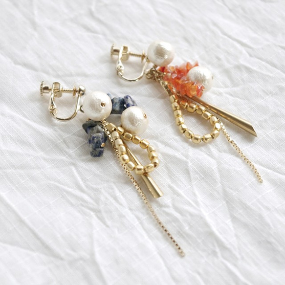 （單耳用）Sunny Earring (Navy) 第1張的照片