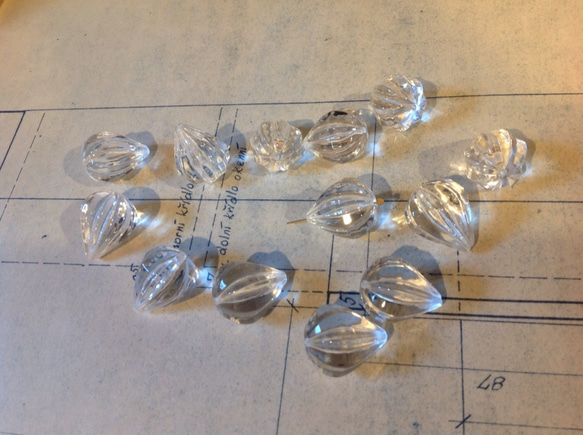 Vintage germany ice drop beads ヴィンテージ クリア 氷 ビーズ 2枚目の画像