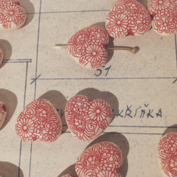 Vintage heart flower red beads ヴィンテージ ペイズリー ビーズ 2枚目の画像