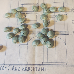 Vintage germany pale blue stripe Bicon Beads ヴィンテージ ビーズ 2枚目の画像