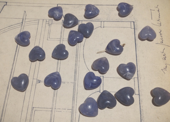 Vintage germany lucite blue marble Harte beads ヴィンテージ ビーズ 1枚目の画像