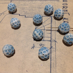 Vintage germany coral star blue beads ヴィンテージ ビーズ 3枚目の画像