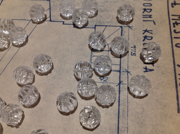 Vintage germany clear Pampkin beads no hole ヴィンテージ ビーズ 穴なし 1枚目の画像