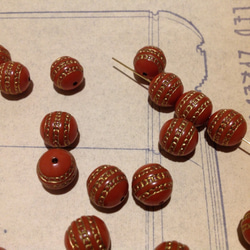 Vintage germnay round rope orange gold beads ヴィンテージ ビーズ 1枚目の画像