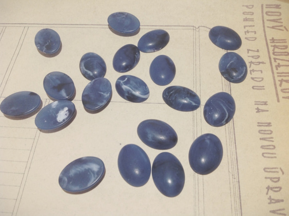 Vintage germnay marble blue cabochon ヴィンテージ カボション 2枚目の画像