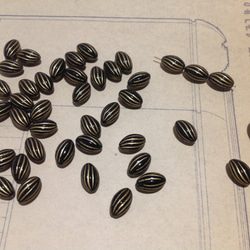 Vintage revival black twist oval beads ブラック ビーズ 2枚目の画像