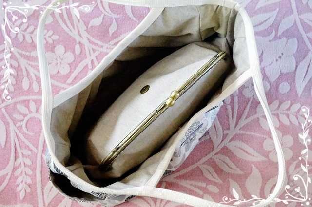 【受注製作】北欧風サークル柄　あおりがま口グラニーバッグ