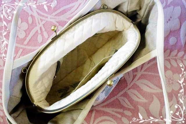 【受注製作】北欧風サークル柄　あおりがま口グラニーバッグ