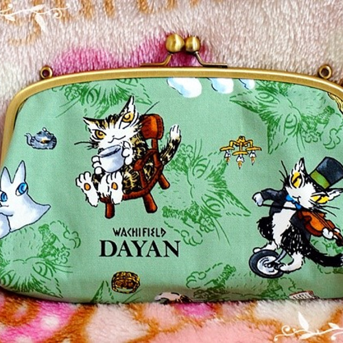 受注製作】猫のダヤン 2way 通帳も携帯も入る！親子がま口お財布