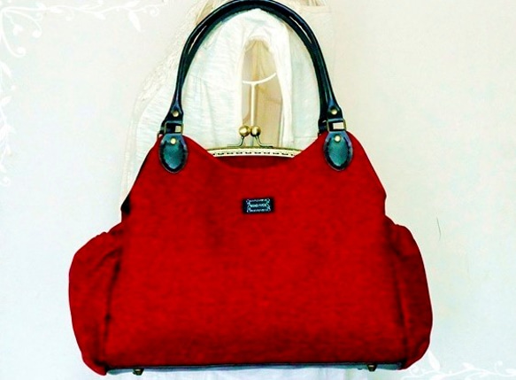 受注製作】2way11号帆布あおりがま口バッグ＆ショルダー ショルダー  