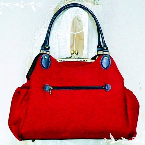 受注製作】2way11号帆布あおりがま口バッグ＆ショルダー ショルダー  