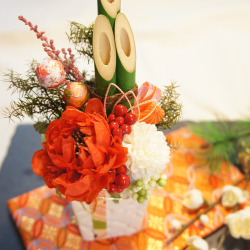 ミニ門松の華やかなお正月飾り アートフラワー piment rouge ぴもん